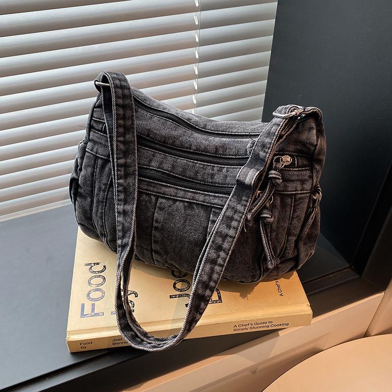 Retro Denim Bag Women's New Fashion Commuter Tote Bag Casual Simple Large Capacity Shoulder Crossbody