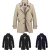 Men's Winter Mid-long Jacket Stylish Casual Overcoat With Lapel Collar And Epaulet Design