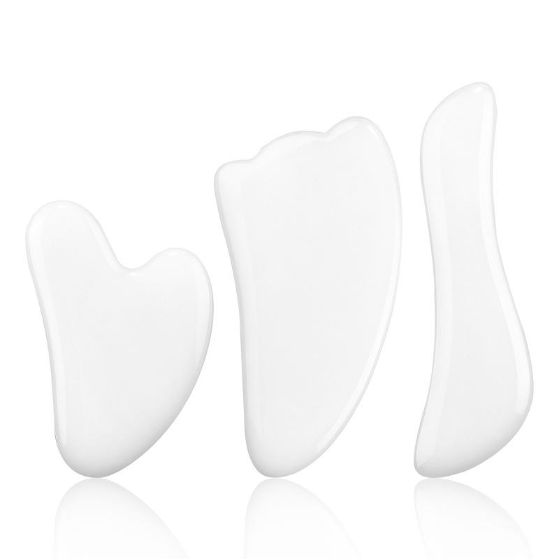 

3pcs Natural White Jade Scraping Board Set Facial Lifting Anti-Aging Gua Sha Massage Beauty Body Scraping Tools