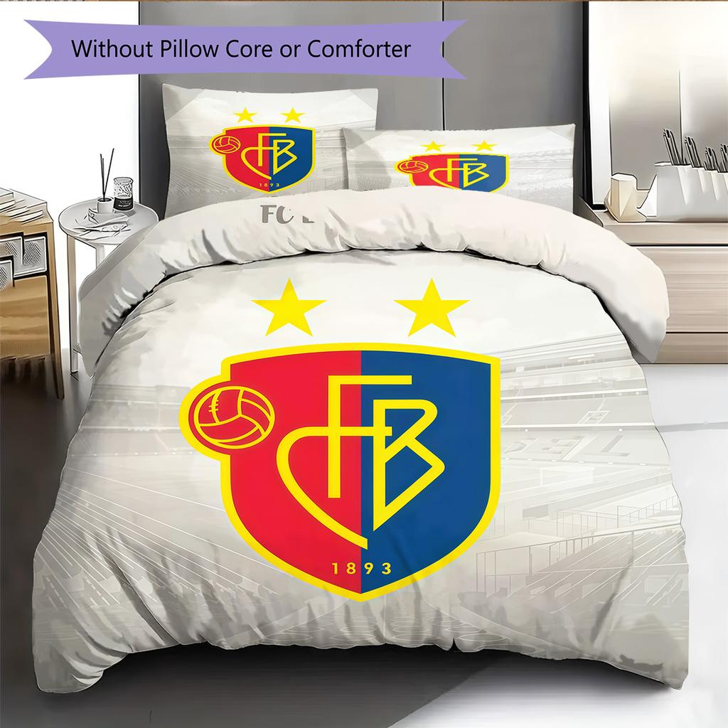 FC Basel 1893 Set cu cuvertură și fețe de pernă Decor Acasă Cadou de Ziua de Naștere (1 * husă de pilotă + 2 * fețe de pernă, fără miez)