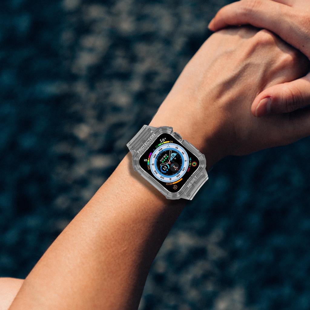 Für Apple Watch Series 9/8/7 41mm/SE (2023)/SE (2022)/SE 6 5 4 40mm TPU Uhrenarmband mit Gehäuse