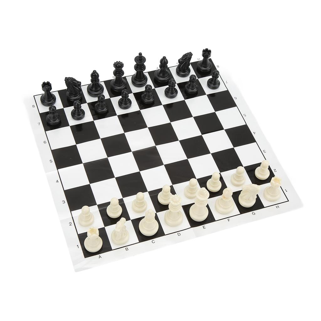 Plastic 32 Medieval Chess Pieces Set International Standard Chess Game Set with Chessboard