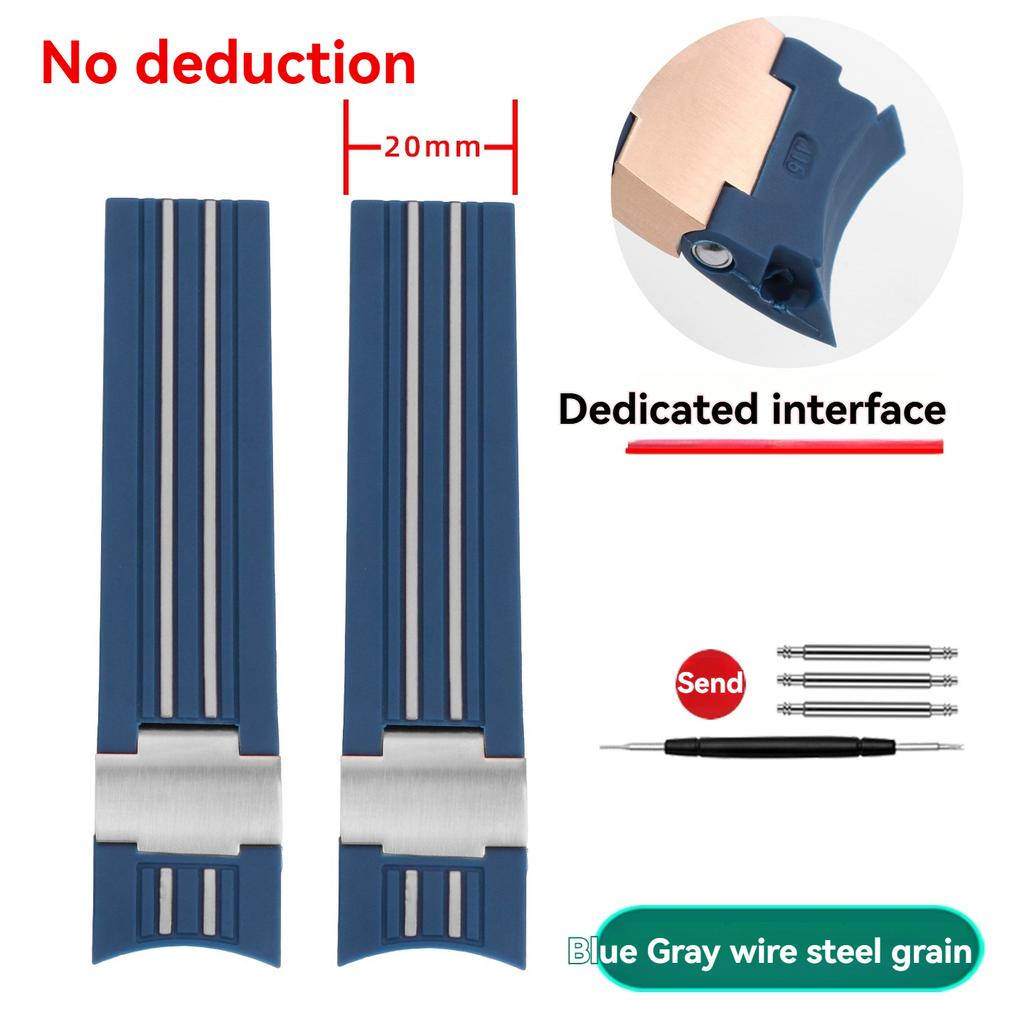 22mm Gebogen Einde Siliconen Rubberen Band Voor Ulysse Nardin 1505 1502 1505 263 DIVER Waterdichte Horlogeband accessoires Met metaal