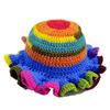 Colorful Crochet Ruffle Bucket Hat Warm Stretch Knit Hat New Year Celebration Women'S Fashion Handmade Beanie Hat