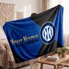 Inter Milan Personalized Fleece Blanket With Football Logo, Custom Name Text Soft Warm Home Throw Blanket