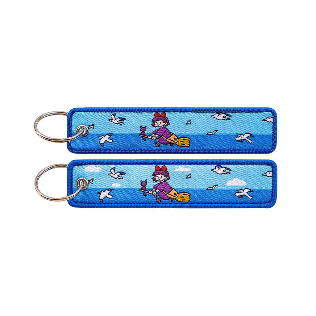 Anime Movie Embroidery Key Fobs White Dragon Key Tags Keychains for Motorcycles Cars Keyring Cosplay Accessories Fans Gifts