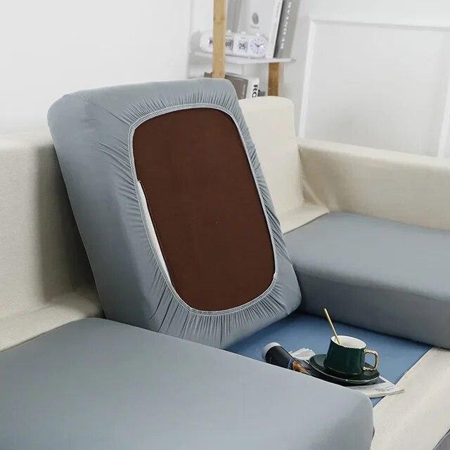 Einfarbiger Sofa-Sitzkissenbezug, Stretch-Spandex-Sofa-Schonbezüge, L-förmiger Ecksofa-Bezug für Wohnzimmer, Zuhause, Haustiere