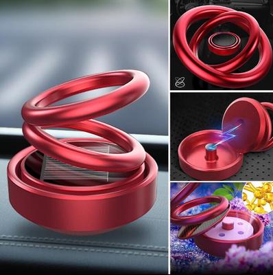 Solar Energy Car Air Freshener Double Ring Rotating Aluminum Alloy Car Aromatherapy Car Perfume