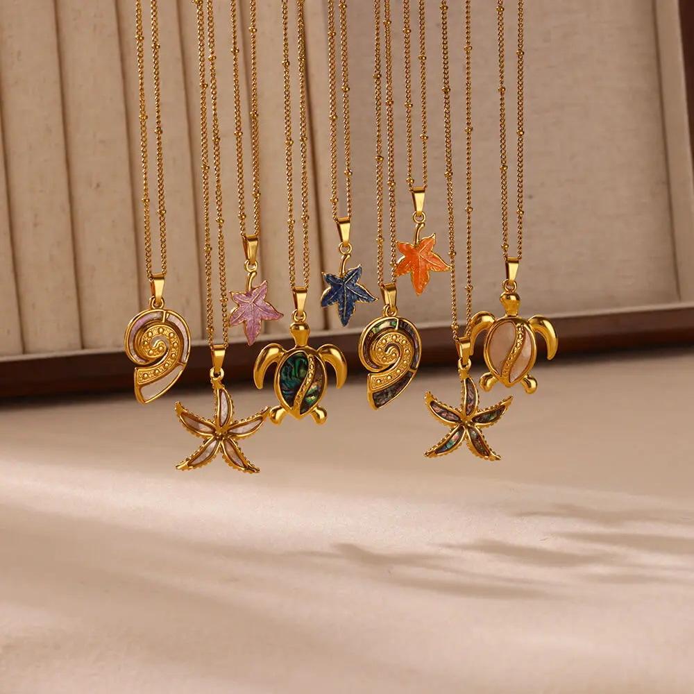 Drip Oil Bees Butterfly Cute Necklace For Women Gold Color Stainless Steel Turtle Charm Choker Christmas Jewelry Romantic Gifts