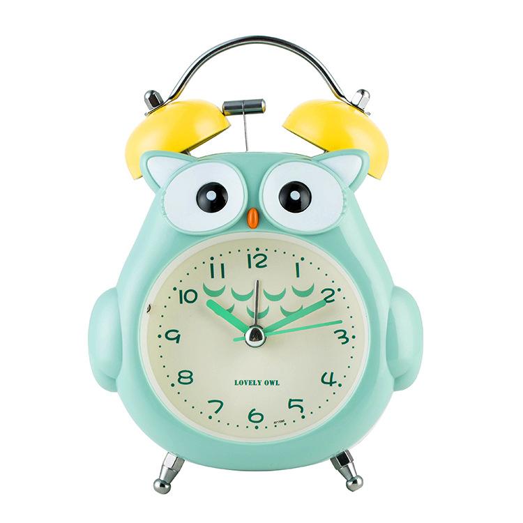 Big Ringtone Metal Creative Personalized Mini Alarm Clock Cartoon Student Children's Special Luminous Silent Bedside Owl