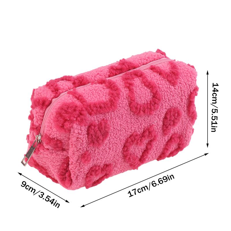 Plush Makeup Bags Soft Travel Cosmetic Storage Bag Portable Love Print Organizer Pencil Case Cute Clutch Pouch