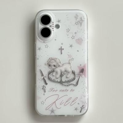 Y2k Japan Korean INS Style Creative Cute Grey Lamb Phone Case For iPhone 16 15 14 13 12 11 Pro Max XR Plus Anti Fall Lucky Cover