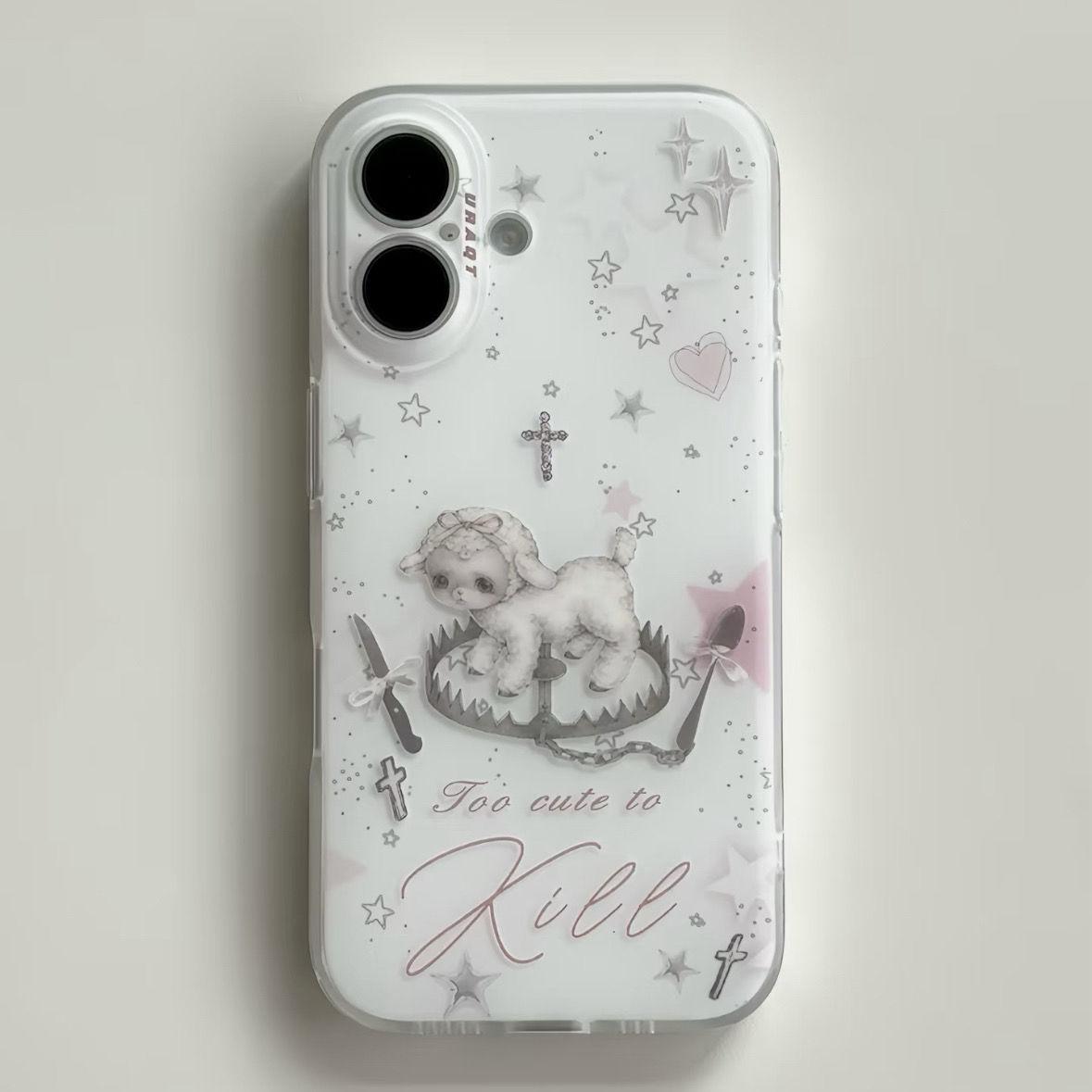 

Y2k Япония Корейский INS Стиль Креативный Милый Серый Барашек Чехол Для Телефона Для iPhone 16 15 14 11 Pro Max XR Plus Противоударный Счастливый Чехол For iPhone 16