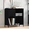 Vinyl Record Cabinet Black Oak Effect 84.5 x 38 x 89 cm