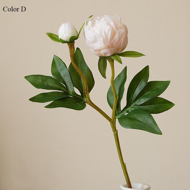 High Quality Simulation 2 Heads Bud Core Peony Silk Home Living Room Dining Table Wedding Decoration Fake Artificial Flower