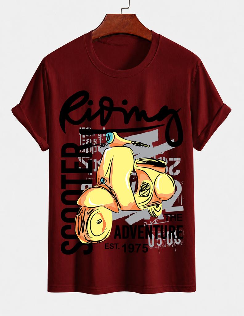 Unisex Reine Baumwolle Einfarbige Roller T-Shirt Lässig Rundhalsausschnitt Kurzarm Reiten Street Style Oberteil