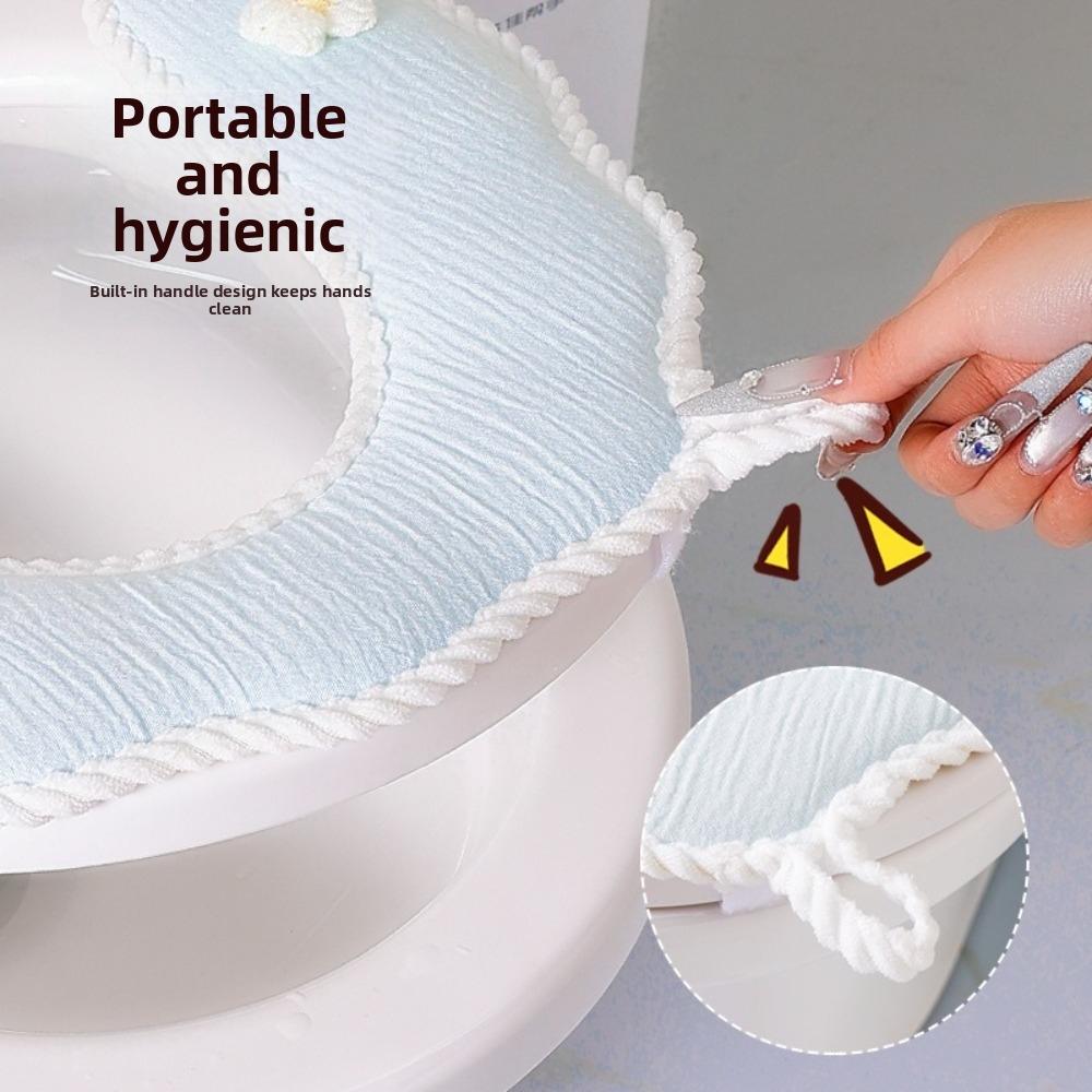 U-Shaped Toilet Seat Cover Washable Breathable Toilet Seat Pad Soft with Handle Toilet Seat Cushion Indoor