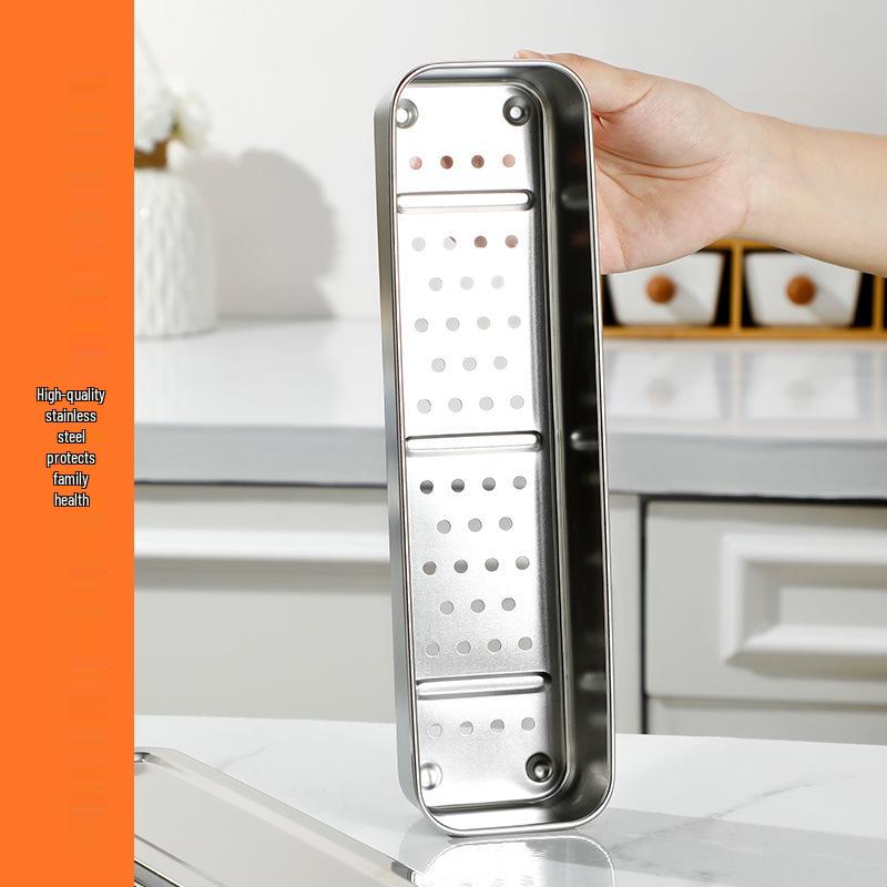 

Stainless Steel Portable Cutlery Storage Box - Waterproof & Mildew-Proof for Outdoor Picnics Perforated without Lid