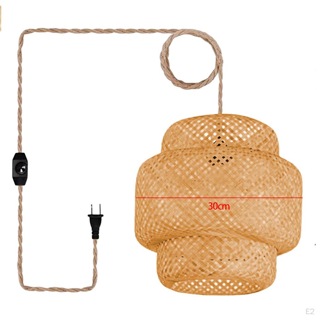 Bambus-Hängeleuchte mit einfacher Plug-in-Installation, Elegante Hängelampe für den Essbereich