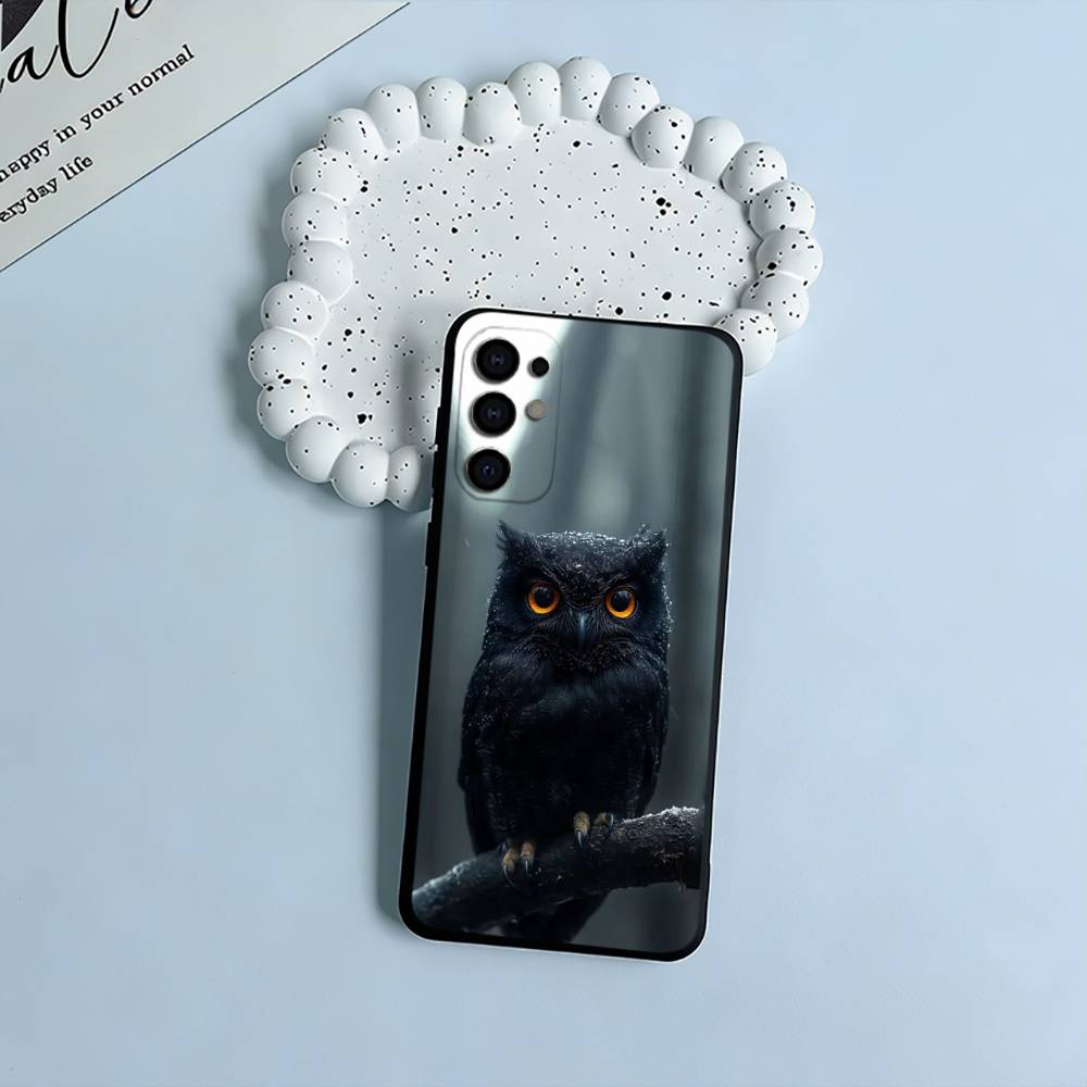 Cute owl pattern  Soft Silicone Case for Samsung S25, S24, S21, S22, S23, S30, Ultra, S20, Plus, FE, Lite-Black Samsung S26ULTRA
