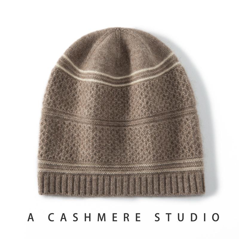 Autumn and Winter Soft Waxy Cashmere Hat Women's Casual Thickened Warm Knitted Foreign Style Bag Head Warm Hat Cold Hat Men