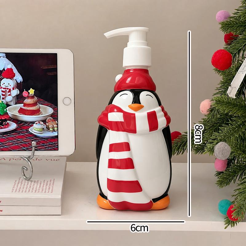 300ML Christmas Soap Dispenser Santa Snowman Penguin Pump Bottle Shampoo Lotion Refillable Container Bathroom Accessories
