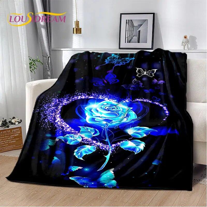 3D Cartoon Dream Butterfly Flower Soft Plush Blanket,Flannel Blanket Throw Blanket for Living Room Bedroom Bed Sofa Picnic Cover