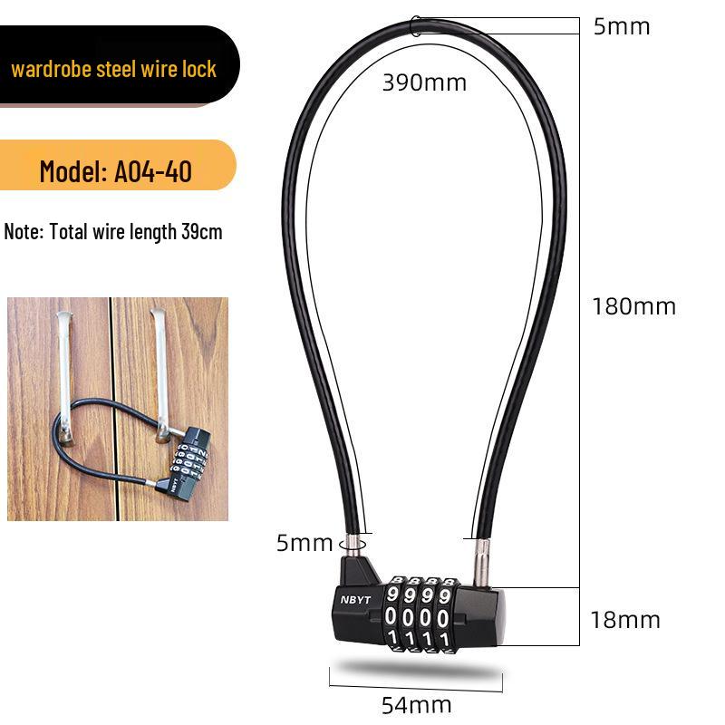 Stahl-Zahlenschloss Vorhängeschloss für Elektrofahrzeug und Helm Diebstahlschutz mit langem weichem Seil - Für Fitnessstudio-Schließfächer