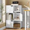 WOLTU White MDF Bookcase Cabinet with 3 Doors 6 Compartments