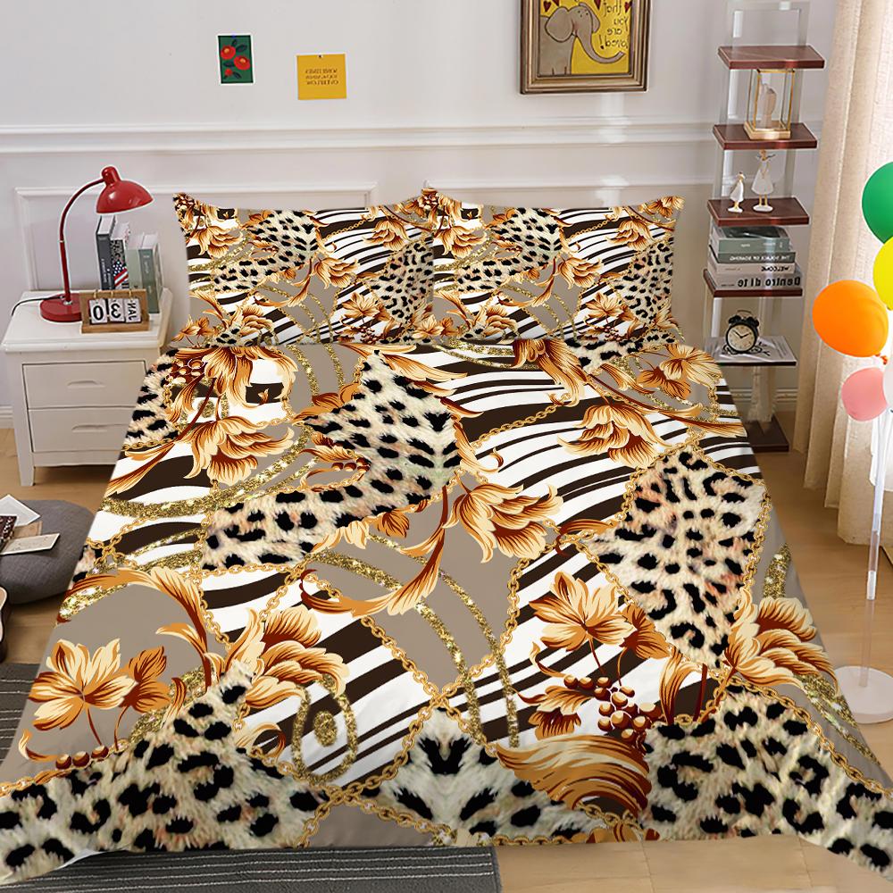 Gold Duvet Cover Gold Pattern 3D Luxury Printed Quilt Cover King Size Bed Suitable for Teens Adults Polyester Bedding Set