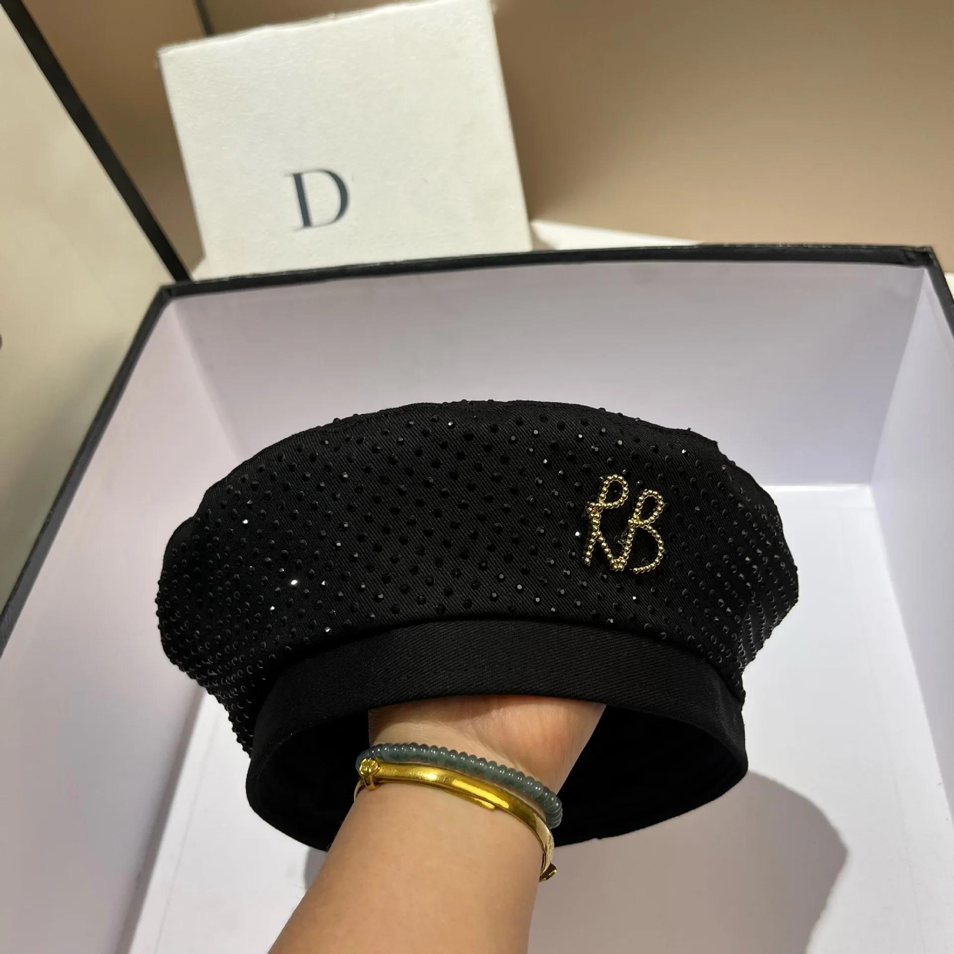 Women s French Beret Hat Pumpkin Style Fashion Elegant Embroidered RB Letter Painter Caps One Size