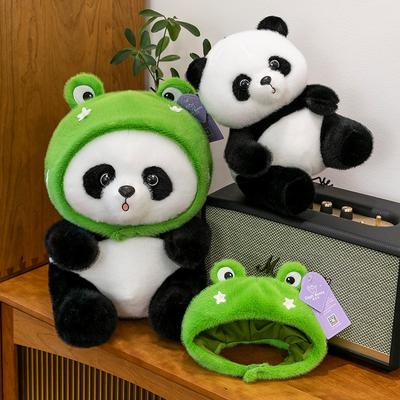 Froschhut Panda Plüschtier Kinderspielzeug Beruhigungspuppe Zoo Aktivität Geschenk Puppenautomat