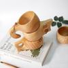 Non-Toxic Hand Carved Solid Lotus Wood Cup Kuksa Finnish Tableware With Handgrip Travel Wine Beer Cups For Bar Kitchen Gadgets