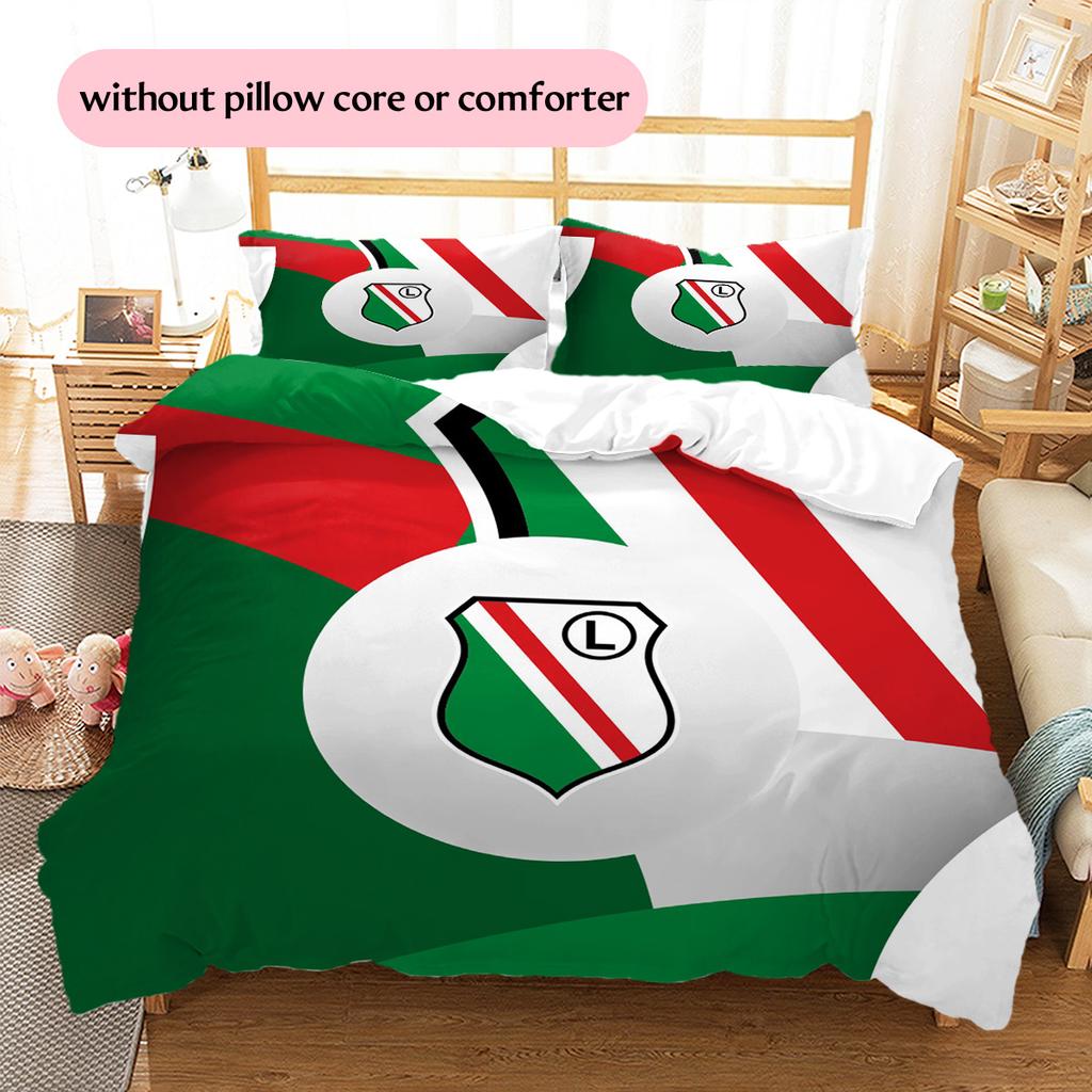 Legia Warsaw Pattern Bedding Quilt Set Home Decoration Gift (1 * Duvet Cover + 2 * Pillowcase Without Core)