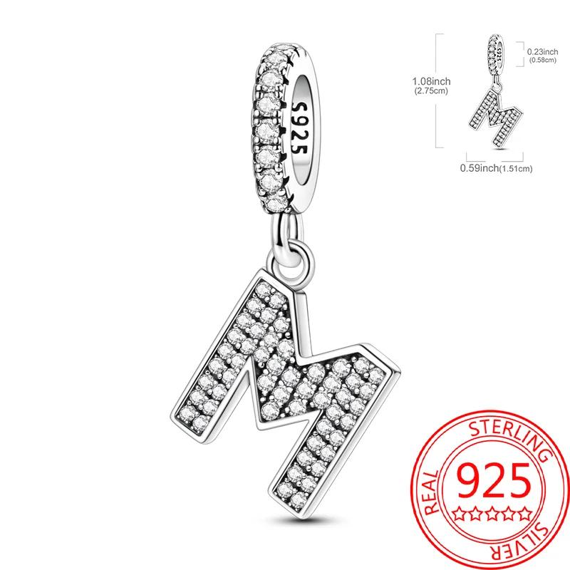 Copper 26 Letters Alphabet Charms Bead Inlaid Shiny Zircon Diy Love Letters Jewelry Gift Fit Original Bracelet For Women
