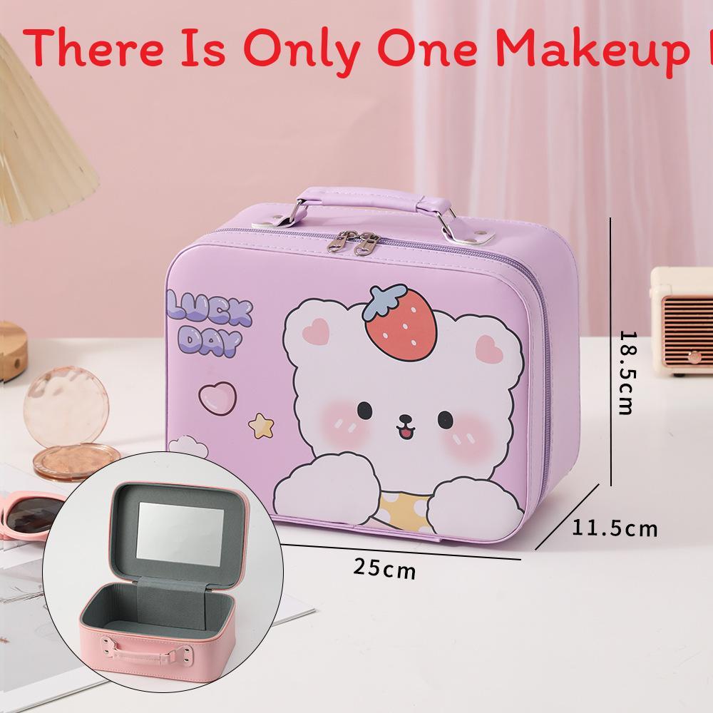 Cute Cartoon Makeup Bag With Large Capacity And Mirror For Daily Travel And Gift