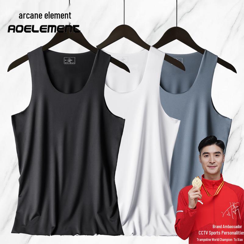 

Men s Ice Silk Seamless Racerback Tank Top XL королевский синий