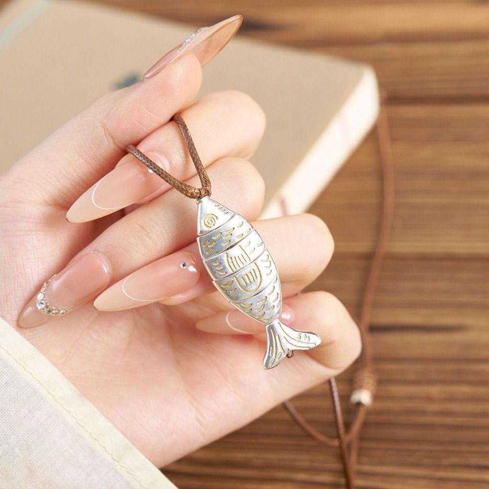 Verstellbare Fisch-Anhänger-Halskette Lederband Boho-Halskette Schmuckzubehör