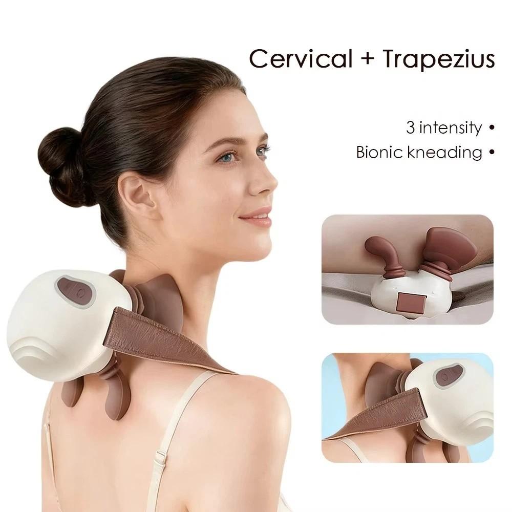 Heating Compress Heated Neck Massager 4D Kneading Massage Pillow Shoulder Massager  Body Relax