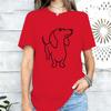 Simplified Line Sausage Dog Print Tshirt Loose Versatile Round Neck Short Sleeve Top Tshirt