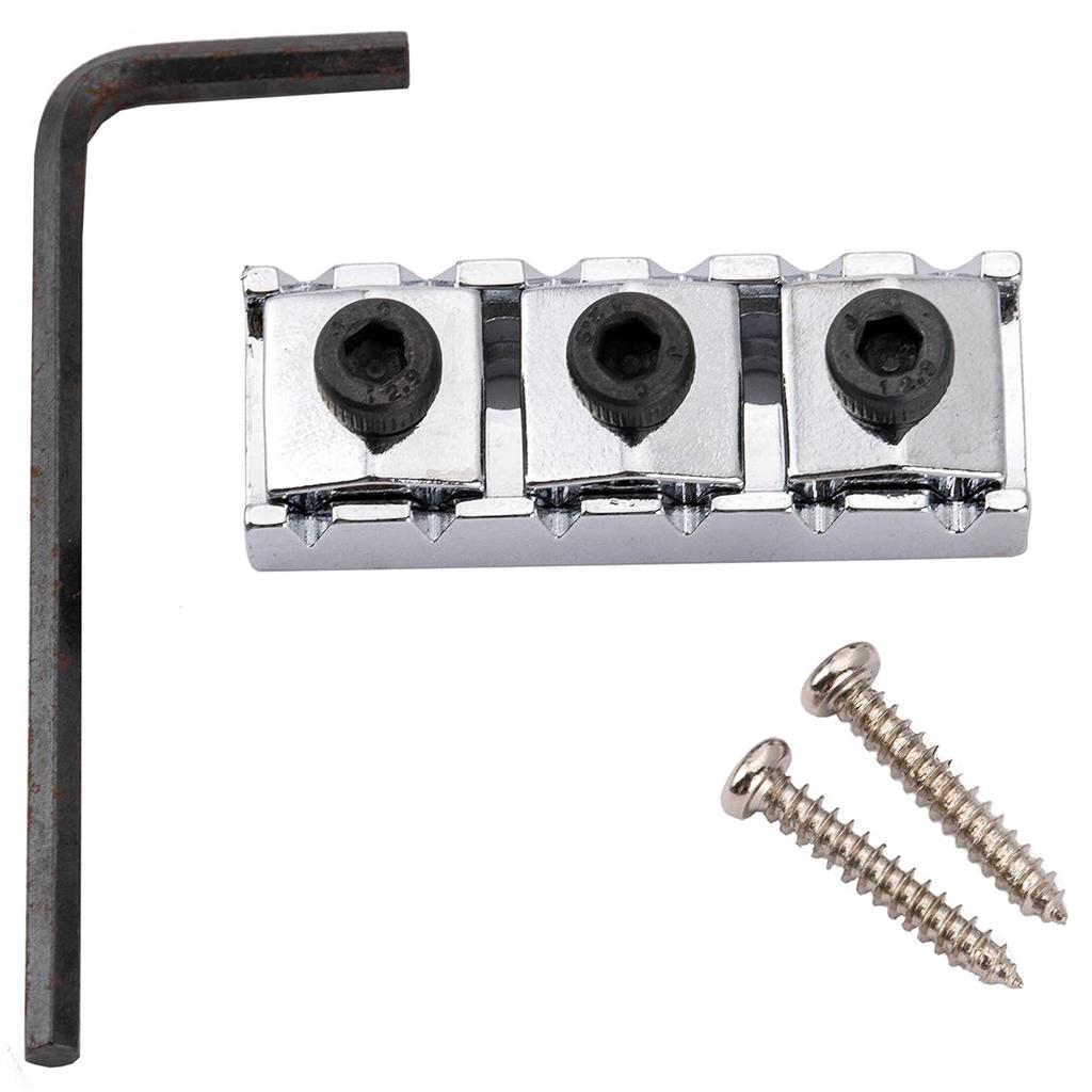 Musiclily Pro 43mm R3 Steel Guitar Locking Nut for Floyd Rose Tremolo Bridges, Chrome