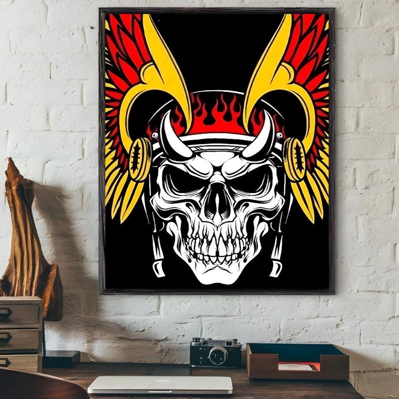 H-Hells A-Angels Moto Cool Skull Poster Sticky Wall Art Printing Waterproof Home Living Bed Room Bar Aesthetic Decor