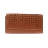 Genten Cutwork Brown Flap Long Wallet