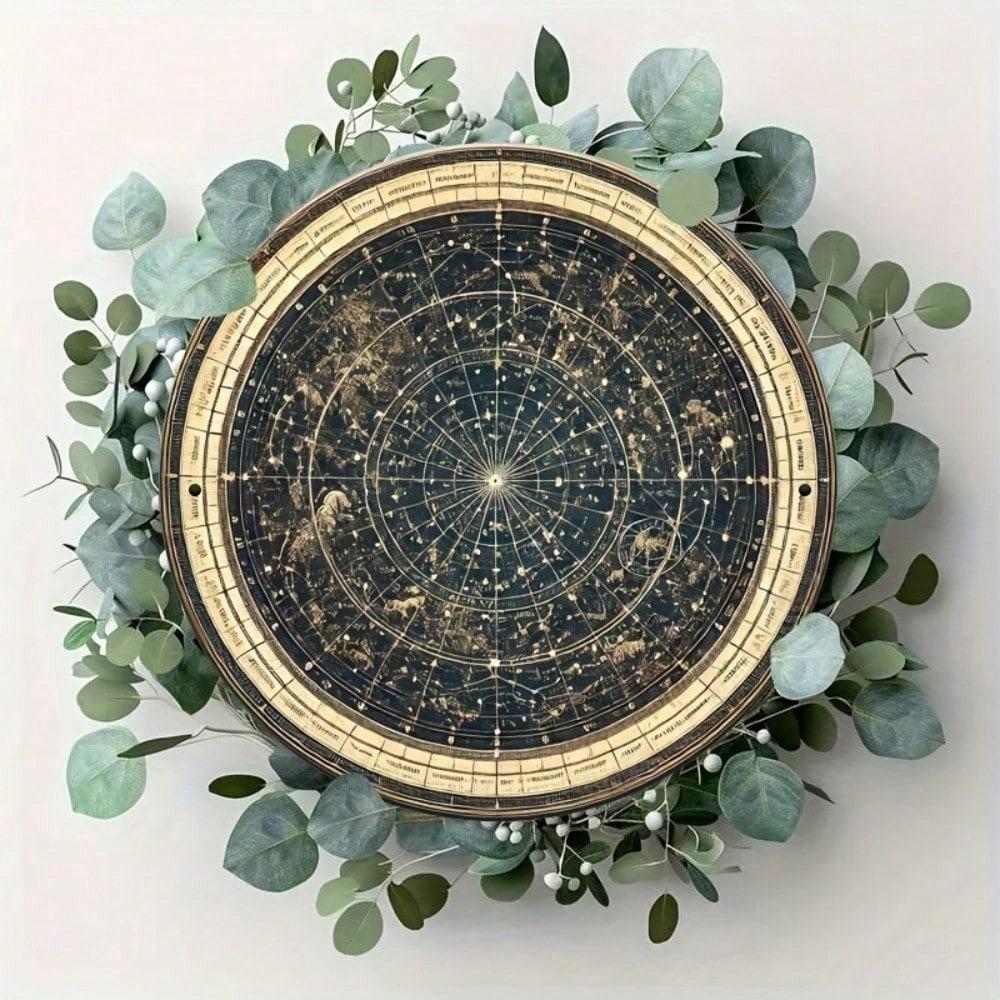 Vintage Retro 7.8 Inch Round Zodiac Constellations Metal Tin Sign Wall Art Home Decor