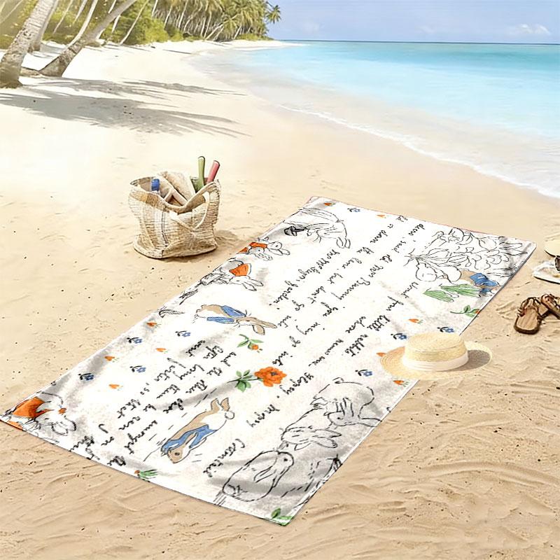 Peter Rabbit Print Beach Towel, Large Soft Quick Dry Towel for Beach Camping Swimming