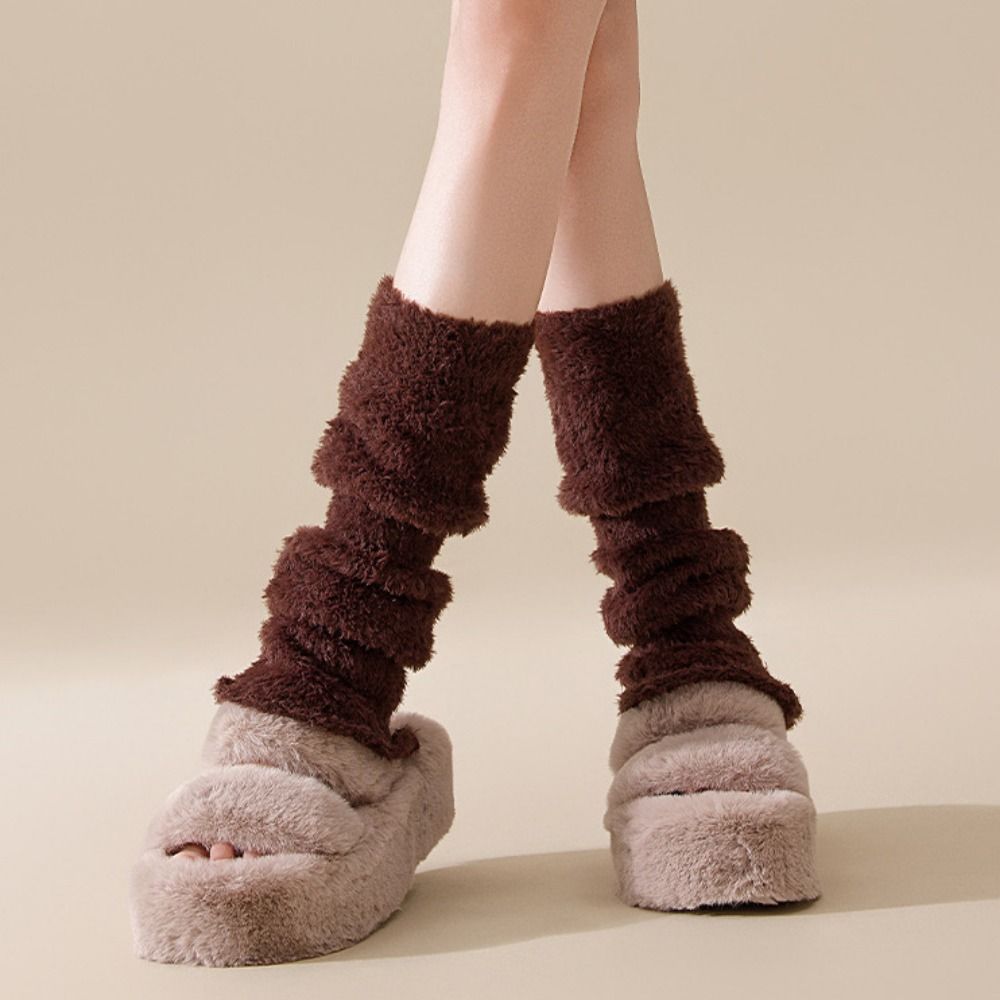 Y2K Lolita Stiefelstulpen Elastische Mittelschaftsocken Trendige Korallenfleece Fußabdeckung Herbst/Winter