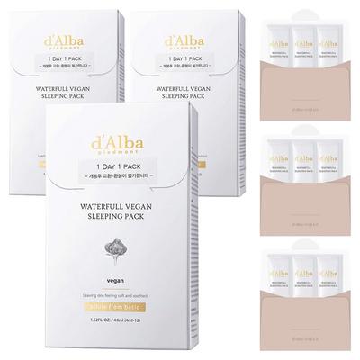 [Vegan Beauty] Dalba Waterful Sleeping Pack 4ml X 12p + Kit 4ml X 3p, 4ml X 12 Pads, 3 Pcs