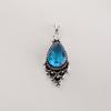 Swiss Blue Topaz Gemstone 925 Sterling Silver Jewelry Statement Designer Pendant 1.5" For Her PP-70-13