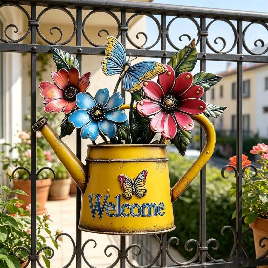 Colorful Acrylic Outdoor Hanging Wall Art 2D Owl/Bee/Flowers Wall Sculpture for Outside Garden Fence Patio Yard Decor