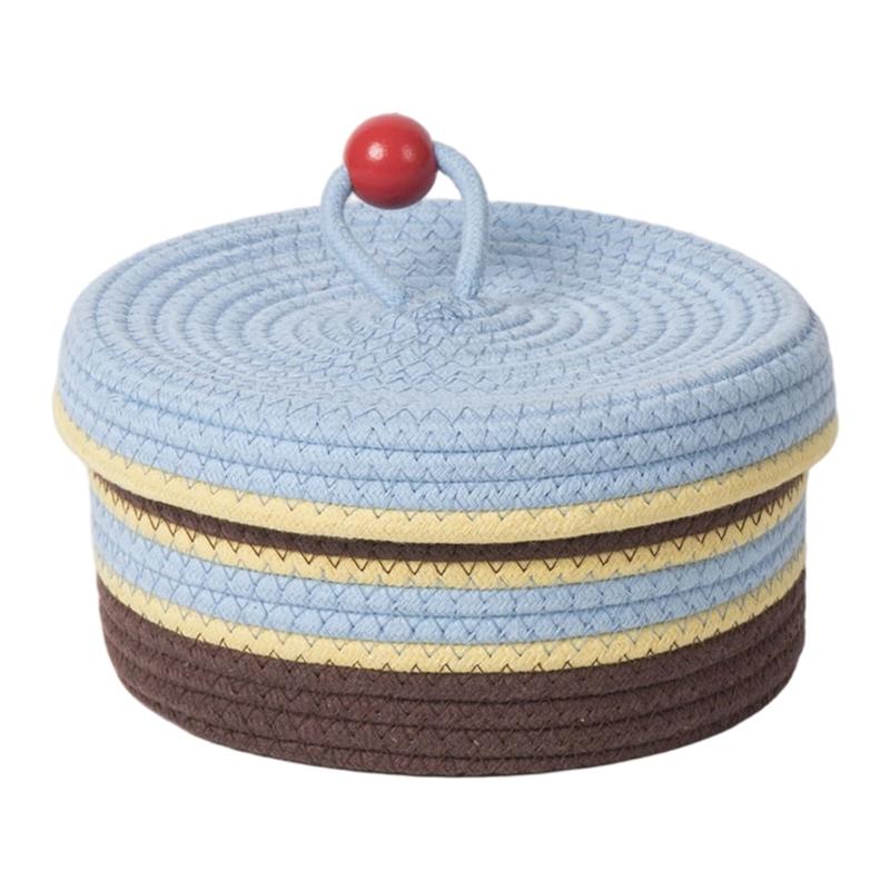 Multipurpose Cotton Woven Storage Box With Lid Sundries Organizer Storage Container For Living Room Office Supplies